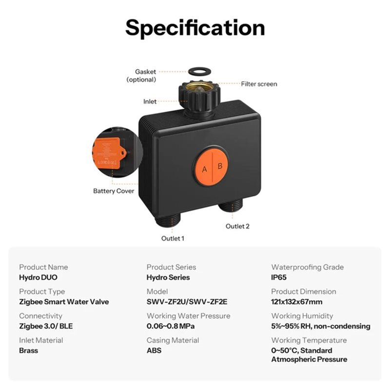 صمام مياه ذكي AB66-IP65 بتقنية - مراجعة Timer Dual Outlet وسعره